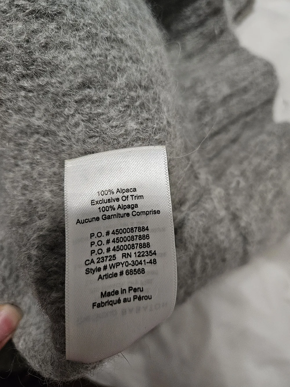 The Group by Babaton Aritzia 100% Alpaca Cropped Grey Knit Sweater Size L